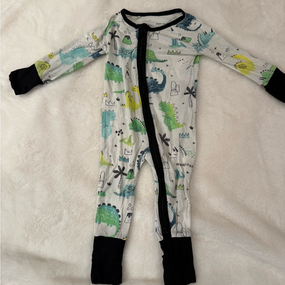 Little Sleepies Green and Blue Dinosaur Kids Footie